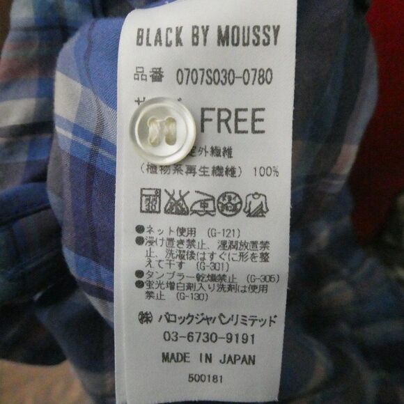 Black by Moussy Plaid Button Up Tab Sleeve Shirt Blue Pink Lighyweight - Picture 7 of 9